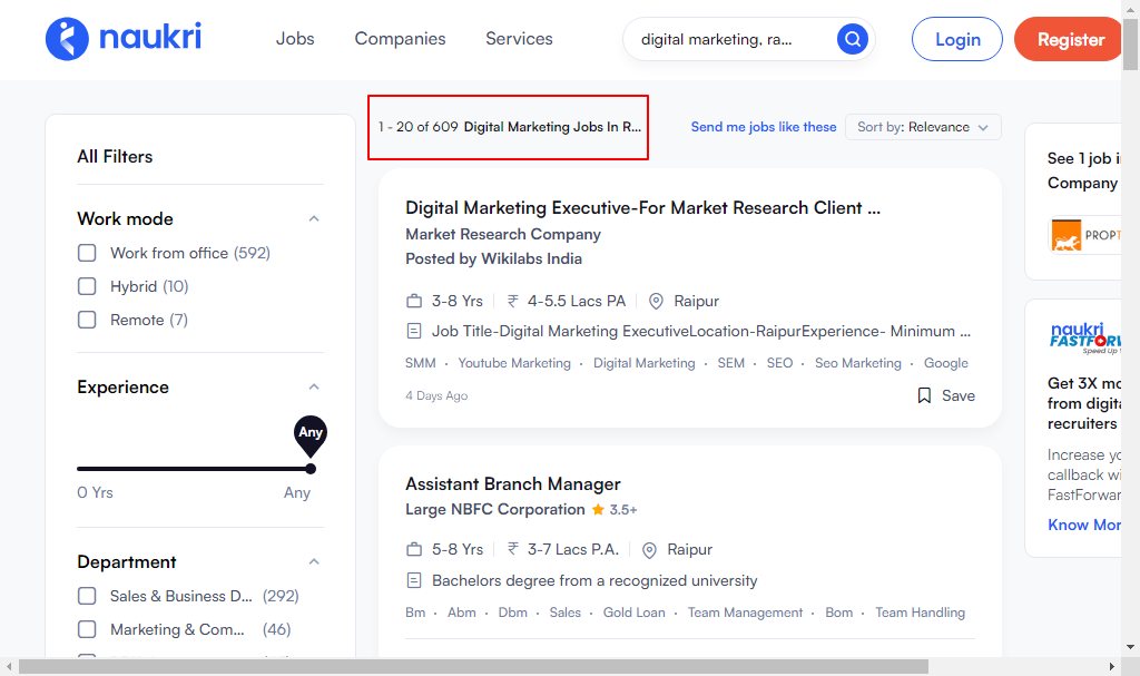 Digital Marketing Jobs In Raipur and nearby areas